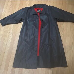 London Fog Black Trench Coat with Red Interior